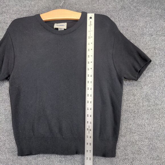 Sycamore Women's Knit Sweater Black Medium Short Sleeve Crew Neck Vintage - Picture 10 of 12